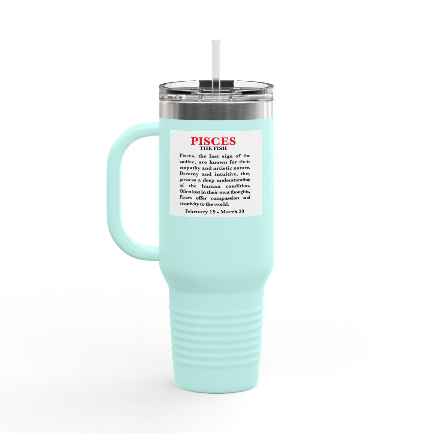 Pisces Insulated Travel Mug, 40oz, Perfect for Zodiac Fans, Coffee, Tea, Water